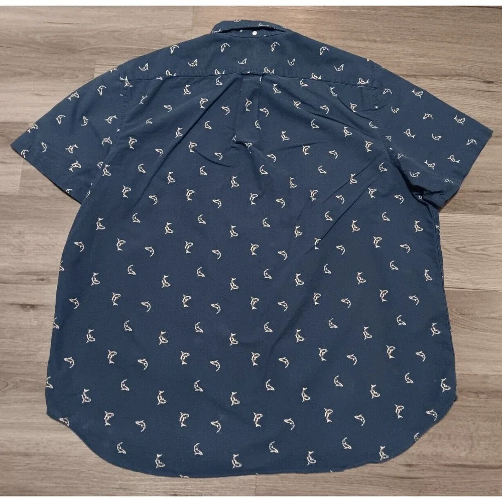Ralph Lauren Men's Navy‎ Blue Shark Print Short Sleeve Pocket Tunic Size XXL